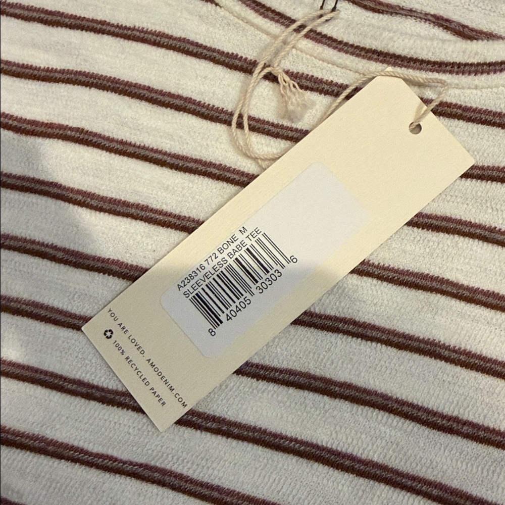 AMO SLEEVELESS BABE TEE IN BONE MEDIUM‎ NWT - Picture 10 of 14
